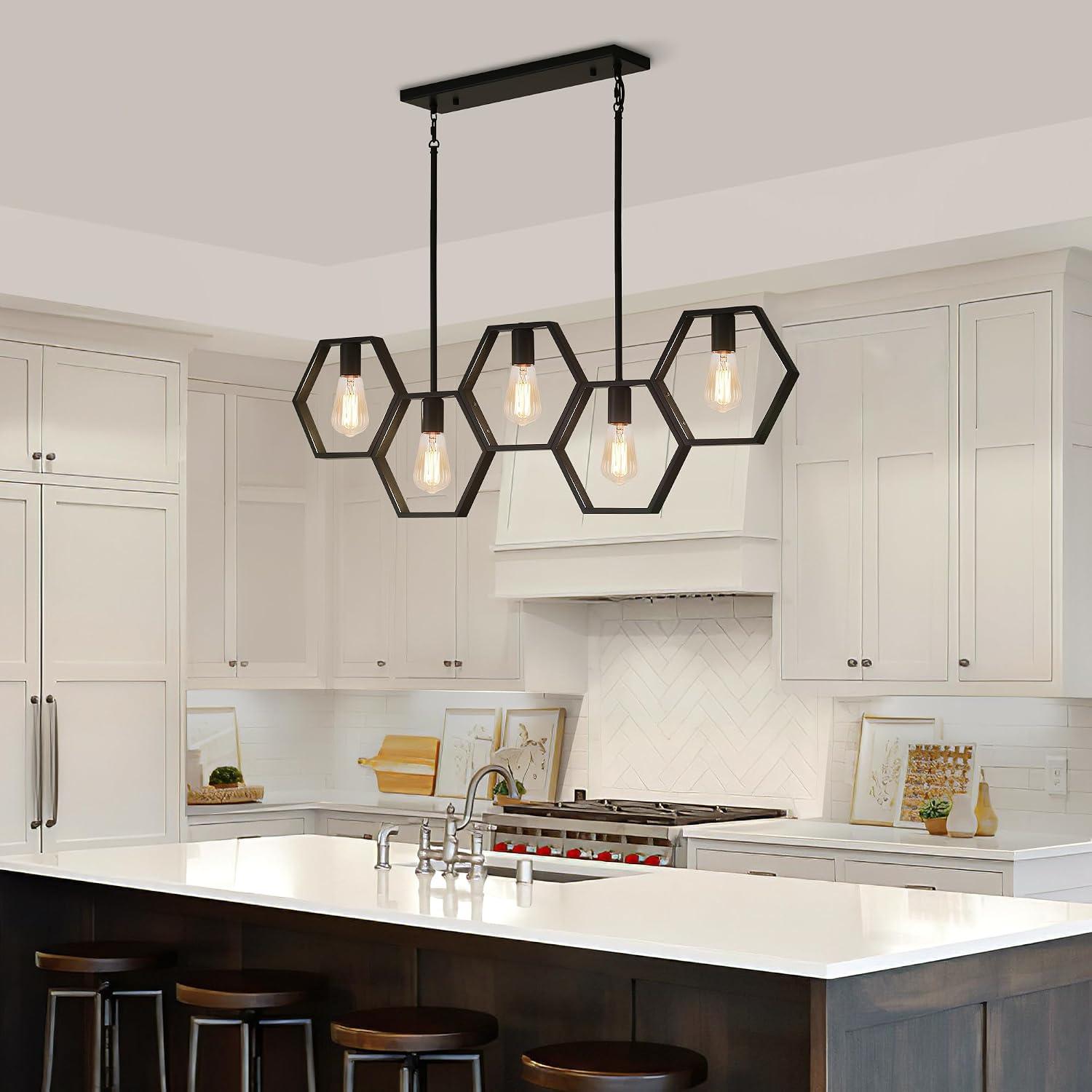 Geometric Hexagonal 5-Light Chandelier