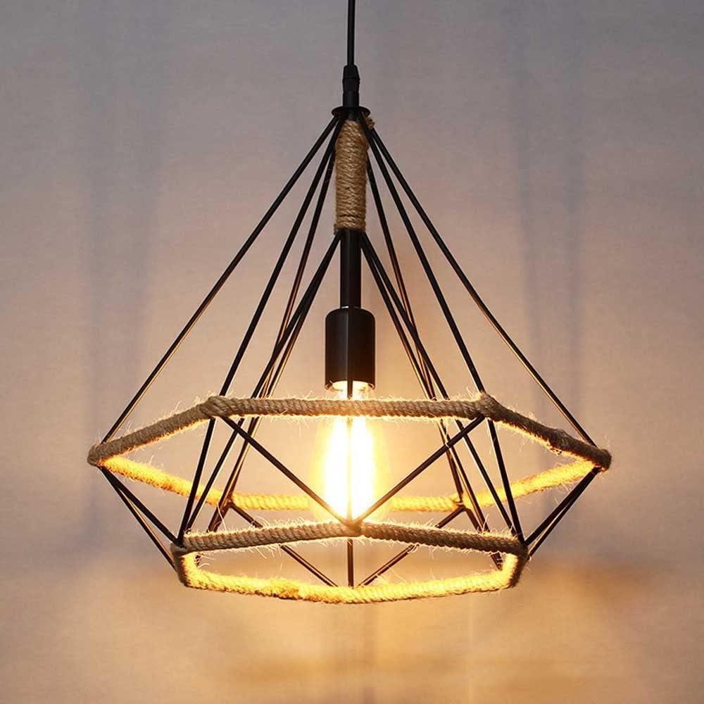 Industrial Diamond Wire and Rope Pendant Light
