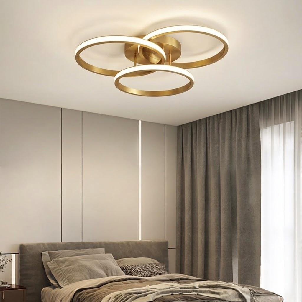 Concentric 3-Ring Gold LED Ceiling Light
