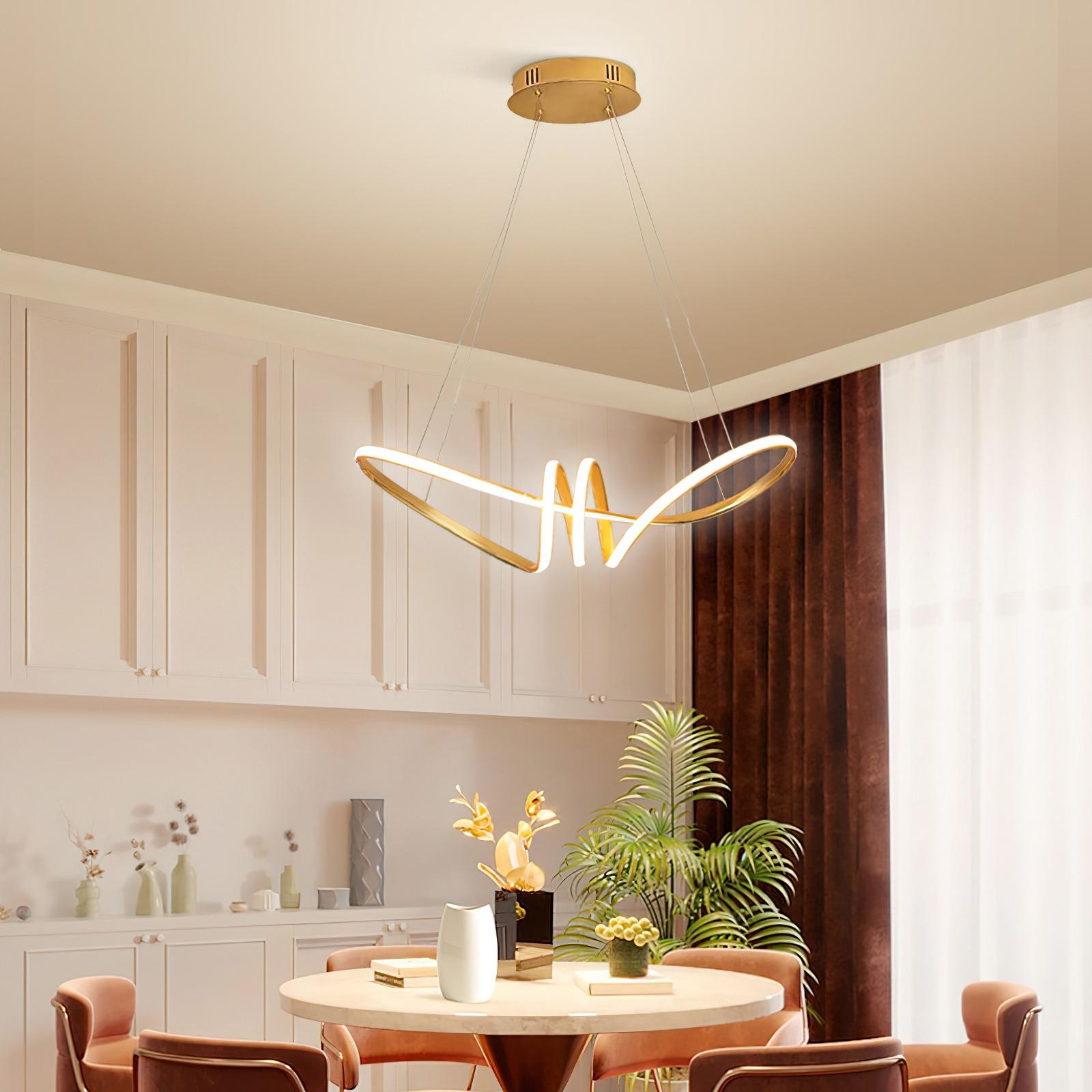 Wavy Gold Ribbon LED Chandelier