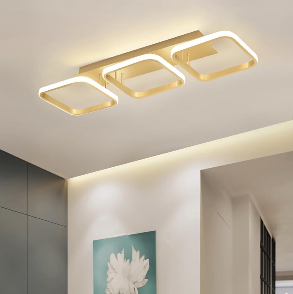 Triple Square Ring Gold LED Ceiling Light