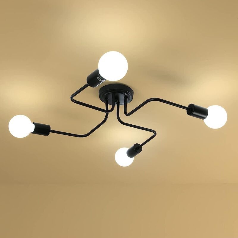 Modern Fixture 4 Lamp Black