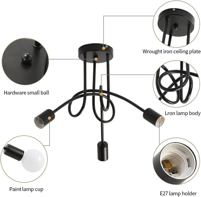 Modern Fixture 5 Lamp Black - Image 4