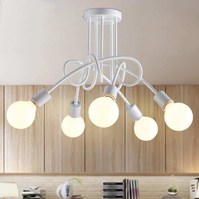 Modern Fixture 5 Lamp White