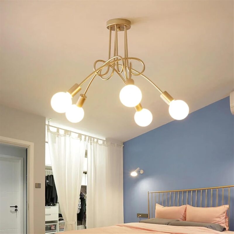 Modern Fixture 5 Lamp Gold