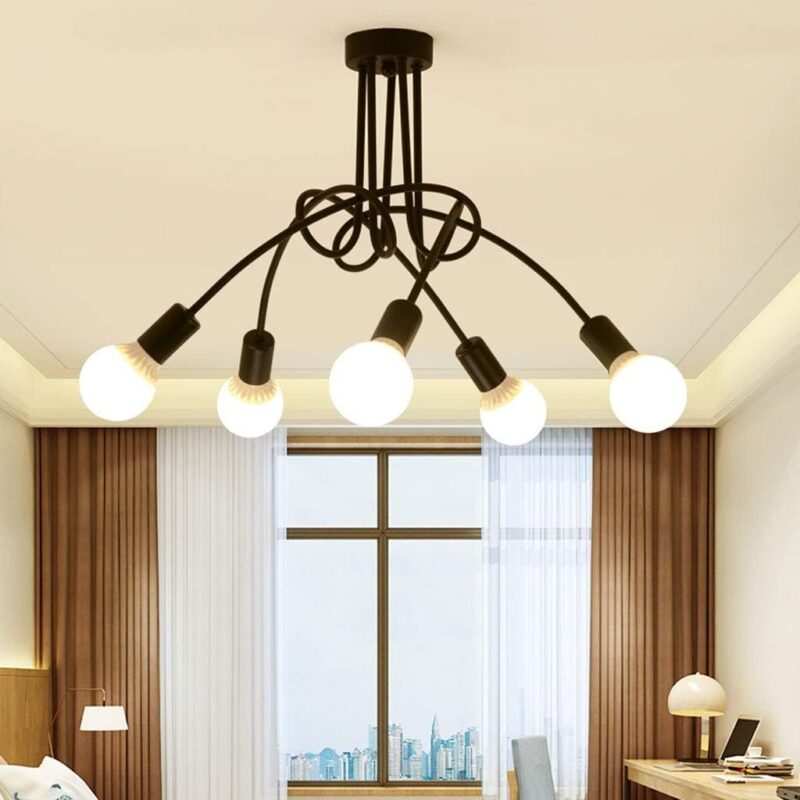 Modern Fixture 5 Lamp Black