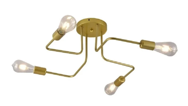 Modern Fixture 4 Lamp Gold