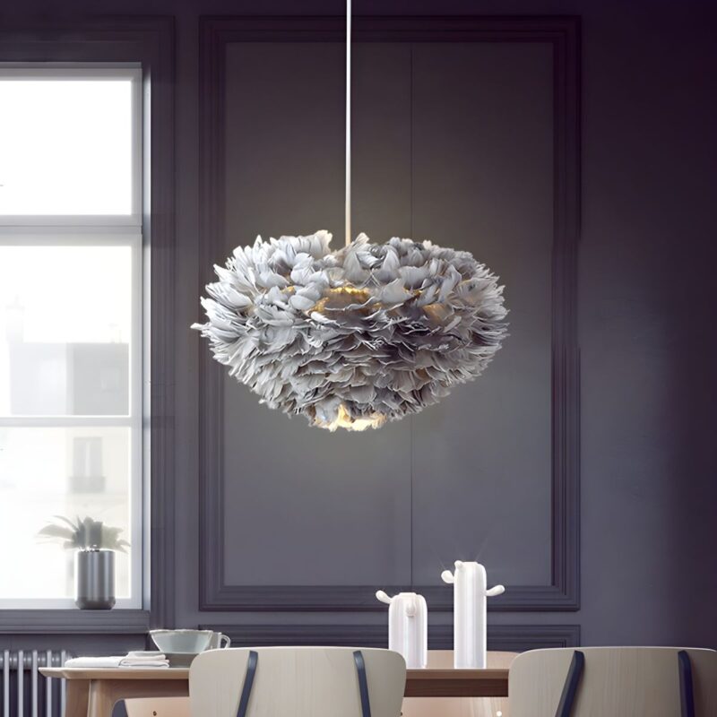 Feather Cloud Pendant – 48cm | White, Grey, Pink - Image 4