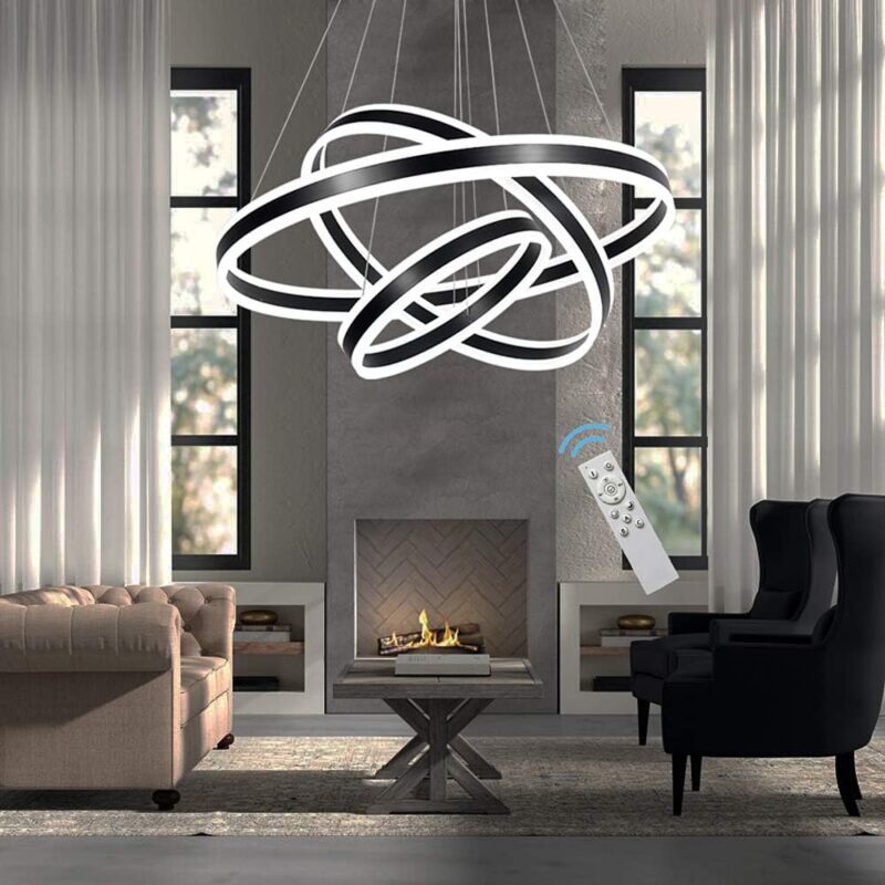 Triple ring 80cm LED chandelier in gold finish for high ceilings – Bachir Lights Lebanon