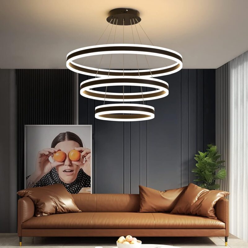 3-Ring LED Chandelier - 80cm - Image 3