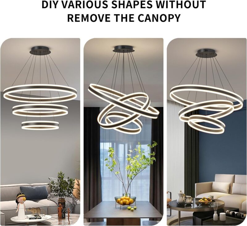 3-Ring LED Chandelier - 80cm - Image 8
