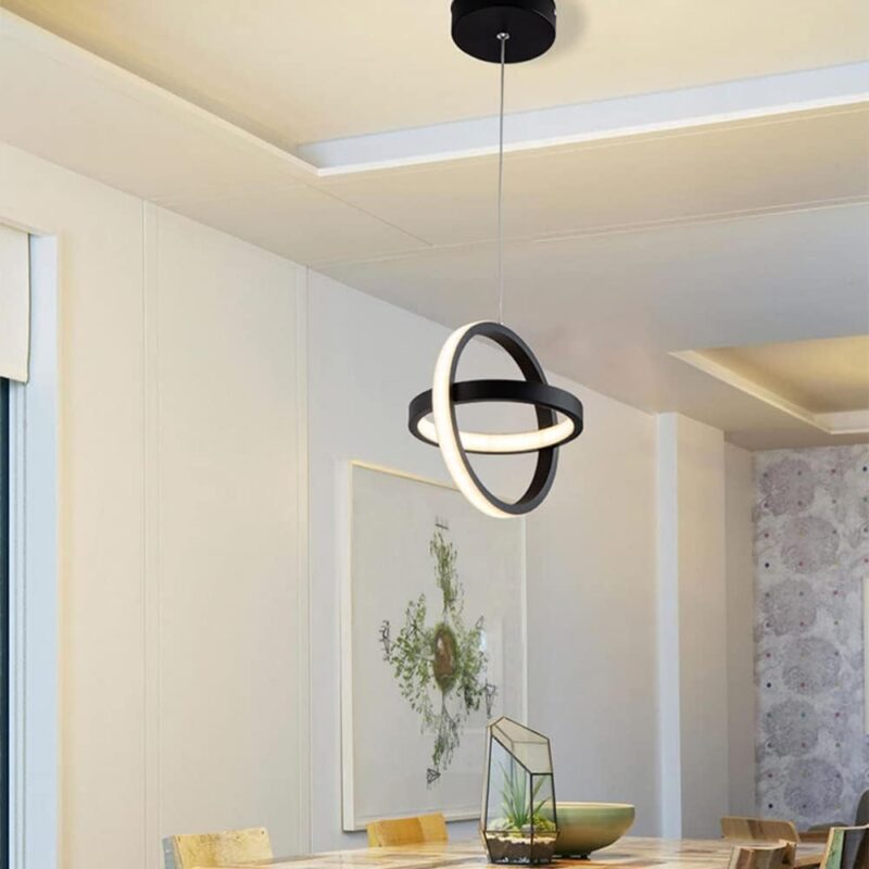 19cm circular orbit LED pendant light in black finish – Bachir Lights Lebanon