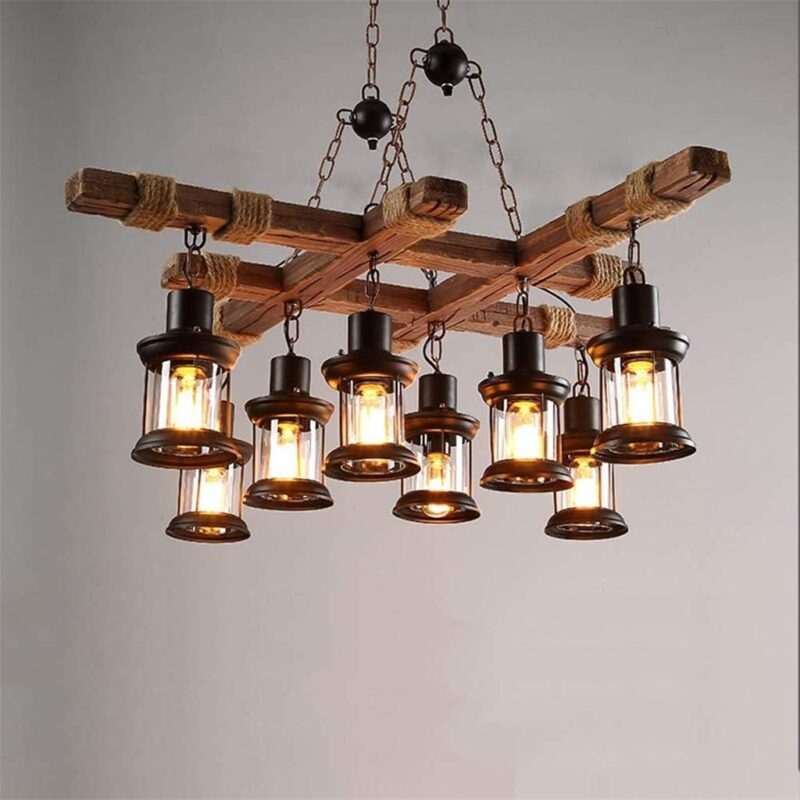 Rustic Lantern Chandelier – 8 Lights - Image 3