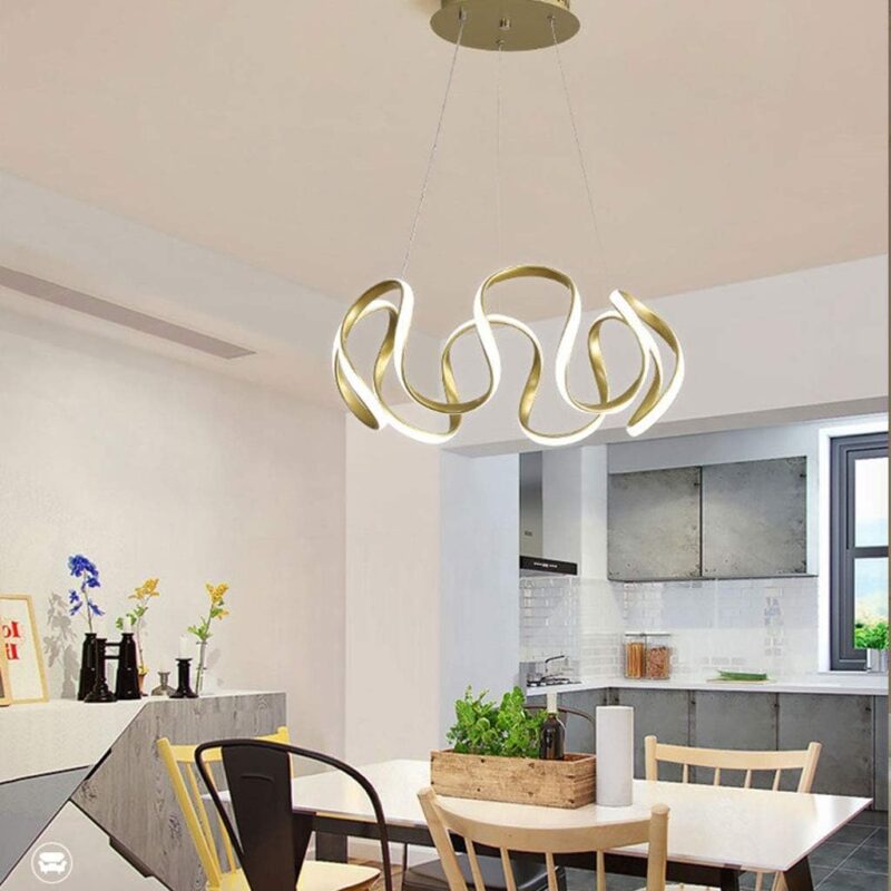 Twisted Ribbon LED Chandelier – Serpent Glow Edition - Image 3