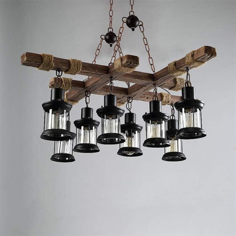 Rustic Lantern Chandelier – 8 Lights - Image 2
