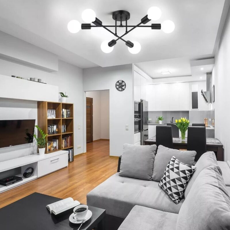 6-Light Modern Sputnik Ceiling Light - Image 2
