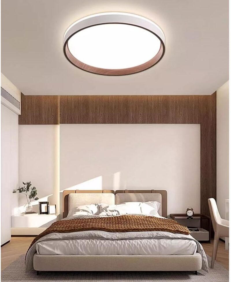 50cm round LED ceiling light with coffee-colored rim and adjustable color temperature – Bachir Lights Lebanon