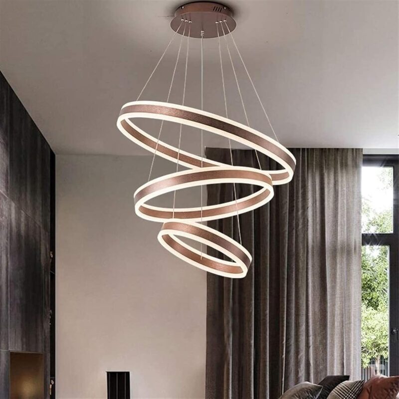Triple ring 80cm LED chandelier in gold finish for high ceilings – Bachir Lights Lebanon
