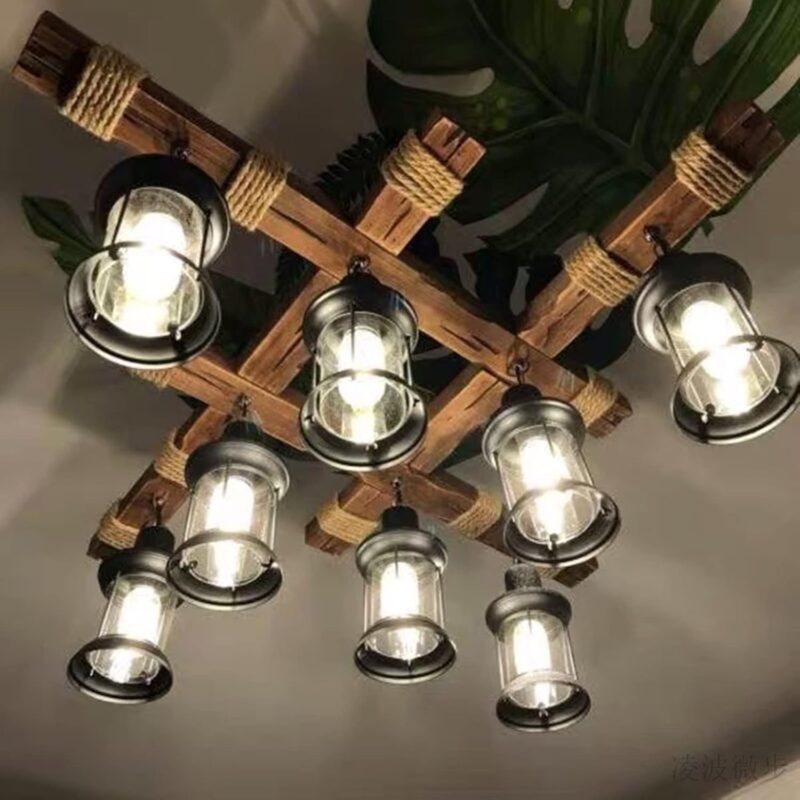 Rustic Lantern Chandelier – 8 Lights - Image 5