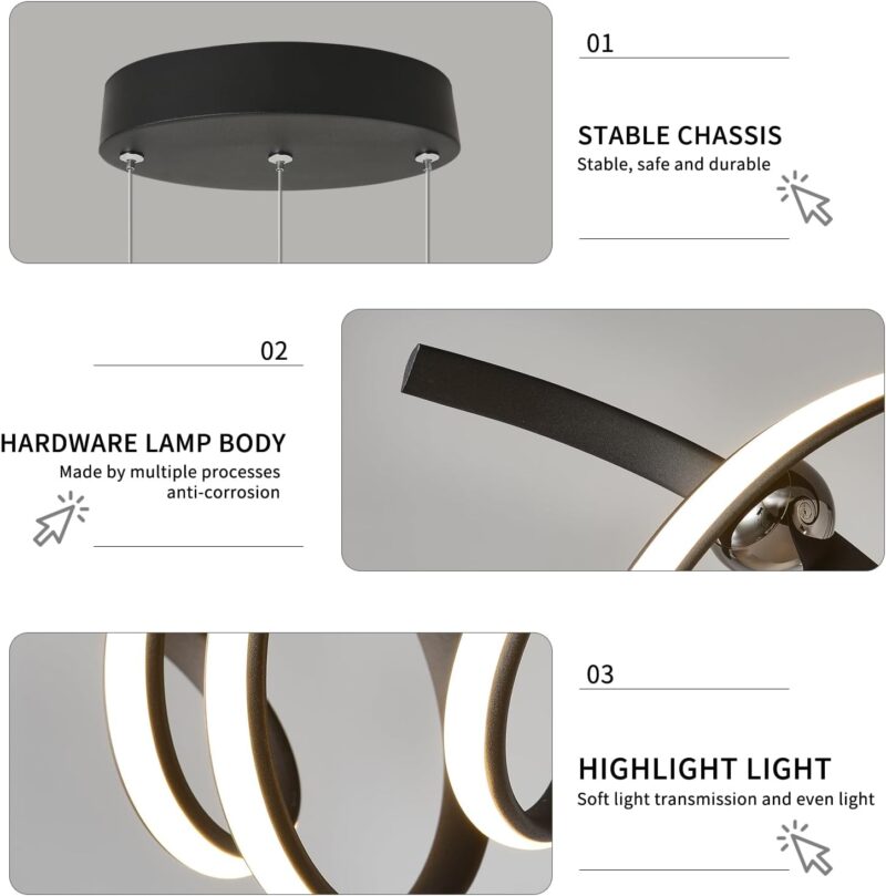 Wavy LED Pendant Light – Flux Line Edition - Image 4