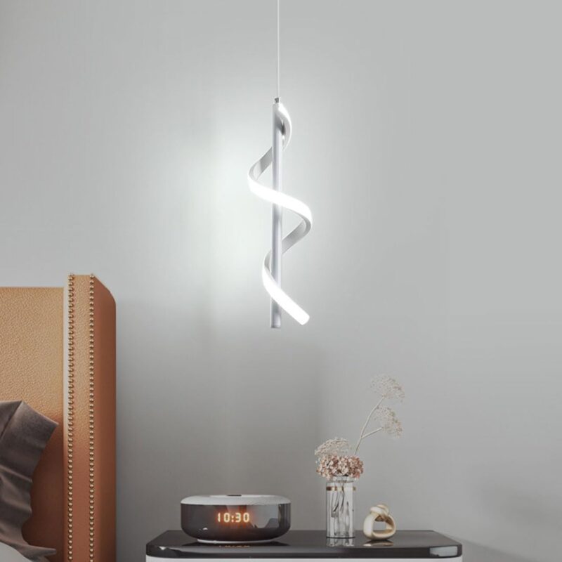 35cm vertical spiral LED pendant light in black finish – Bachir Lights Lebanon