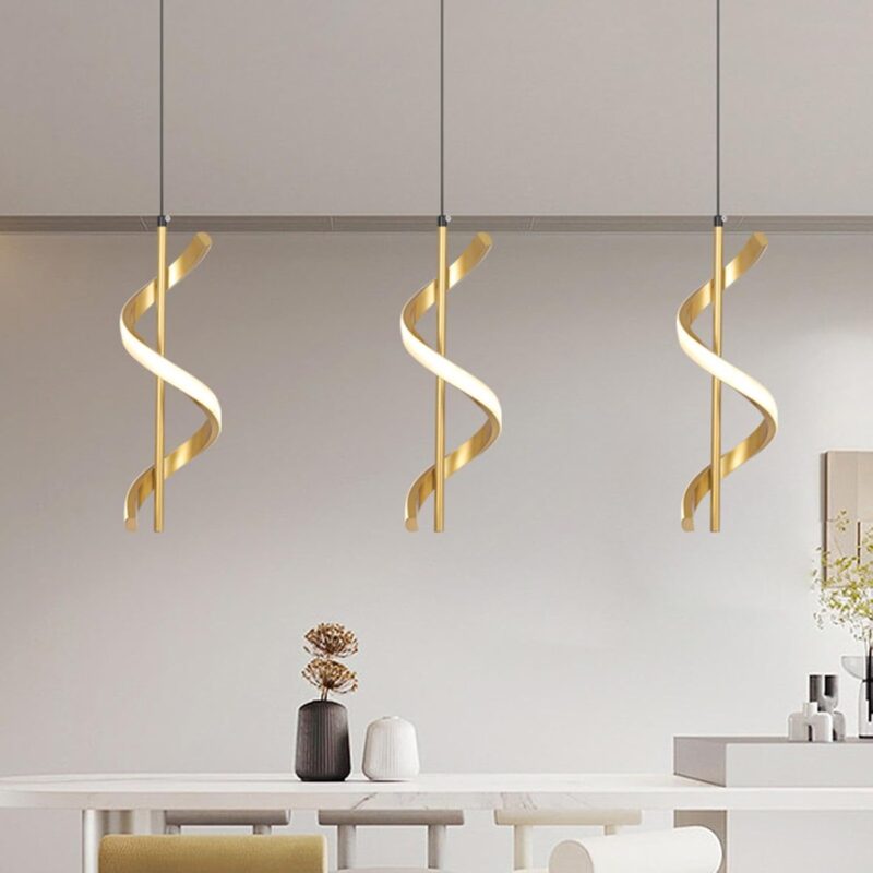 35cm vertical spiral LED pendant light in black finish – Bachir Lights Lebanon