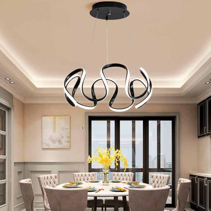 50cm LED chandelier with gold twisted ribbon design – Bachir Lights Lebanon