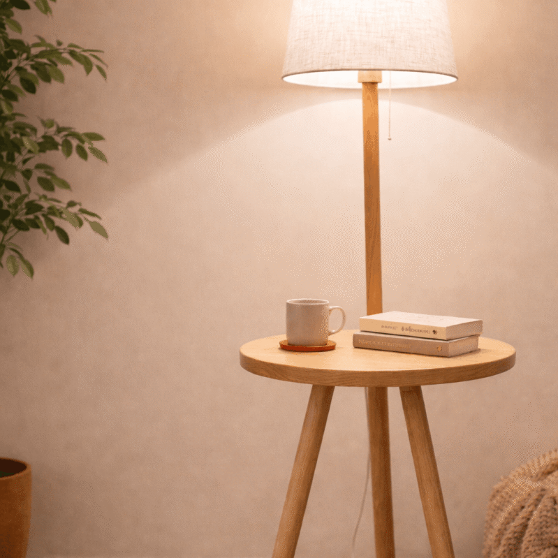 Scandi-Nook Integrated Side Table Floor Lamp