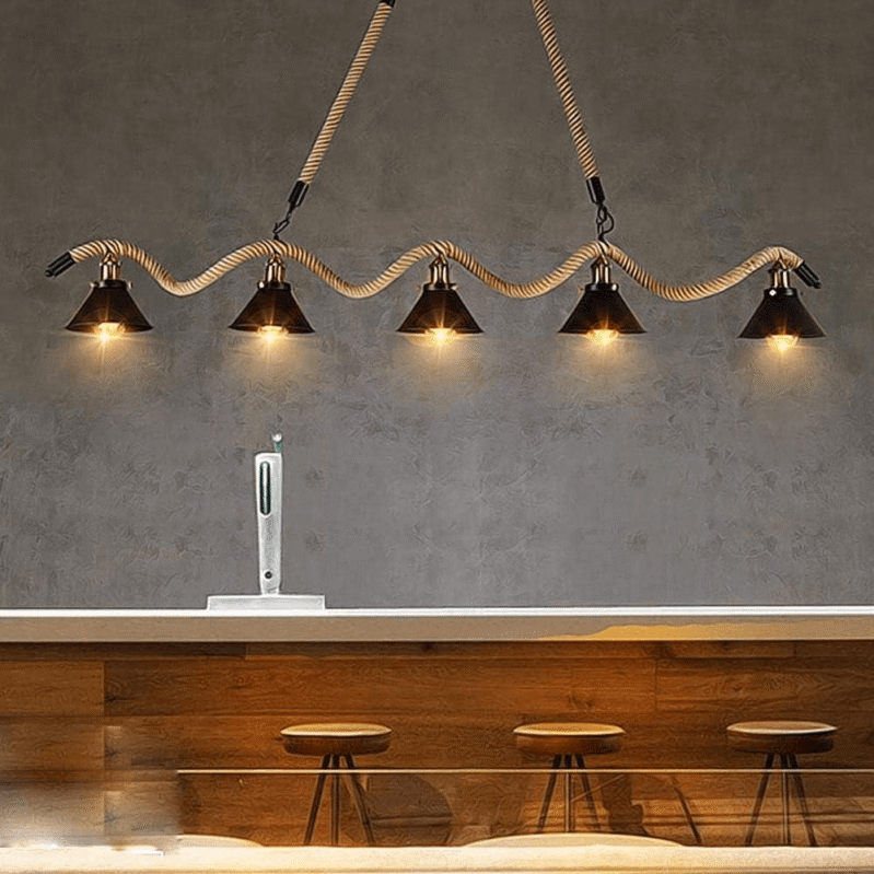 Rustic Wave Hemp Rope Industrial Pendant