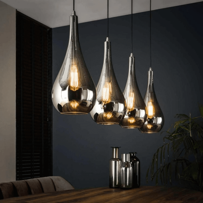 Lustrous Teardrop Reflective Glass Pendant